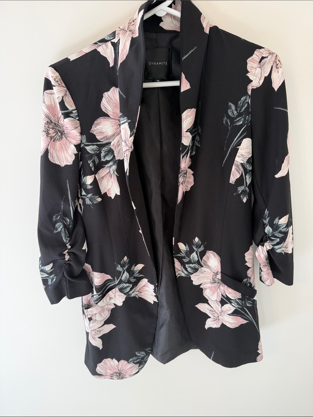 Dynamite Black Blazer with Pink Floral Print